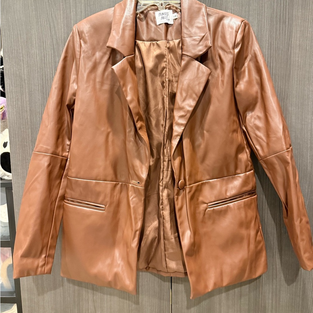 Princess Polly Tan Blazer with Structured Shoulders